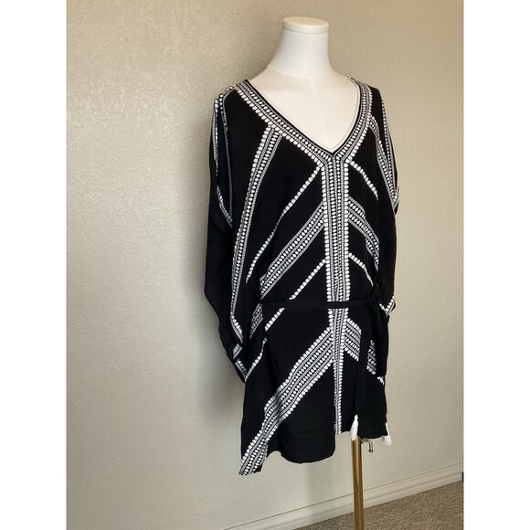 Stella & Dot Beach, Cover-up, Black And White, Tie Waist, V-neck, Size: M - Picture 2 of 12